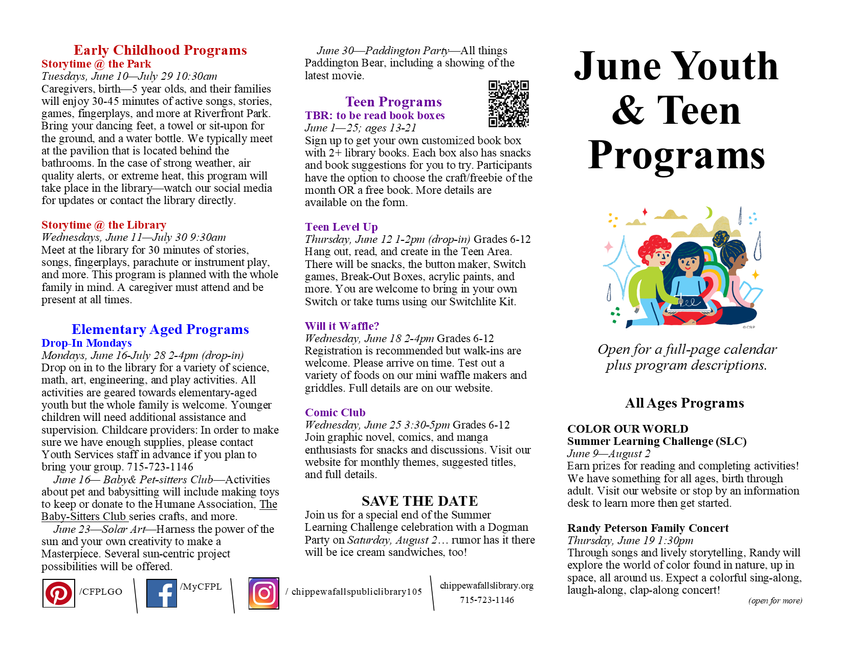 2025 june youth teen and programs descriptions