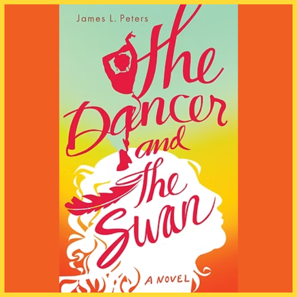 Book cover with "The Dancer and the Swan" featuring a dancer silhouette and gradient background.