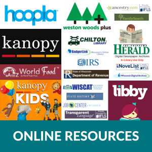 A collage of various online resource logos with a banner stating "ONLINE RESOURCES."
