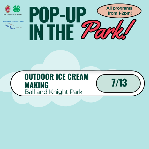 Pop-up in the Park event announcement for Outdoor Ice Cream Making at Ball and Knight Park on July 13.